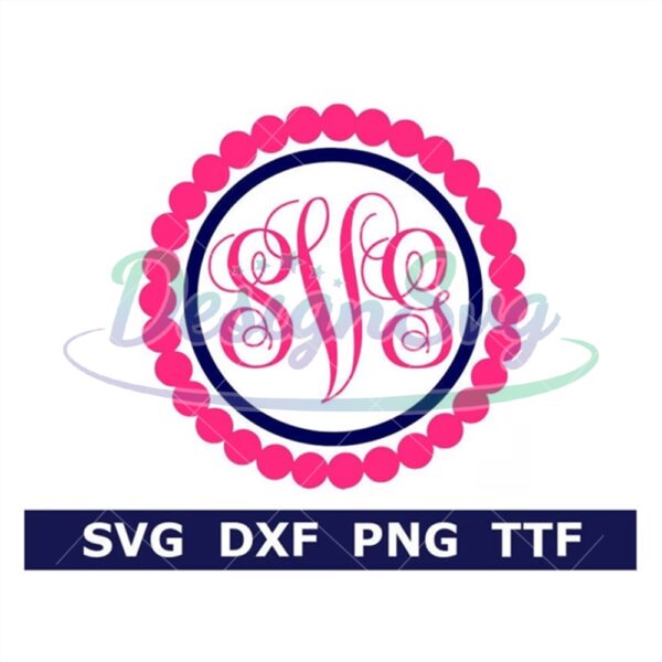 monogram-svg-ttf-alphabet-fancy-font-circle-pearls-frame-digital-download-cut-file-clip-art-52-svgpngdxf-files