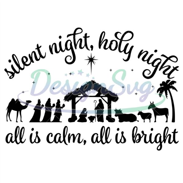 silent-night-holy-night-christmas-svg-holiday-svg-nativity-scene-svg-cricut-file-minimalist-nativity