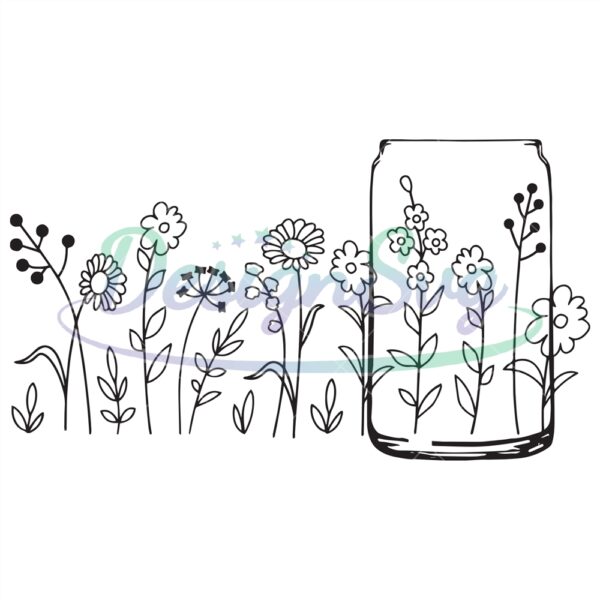 meadow-flowers-libbey-can-glass-wrap-template-svg