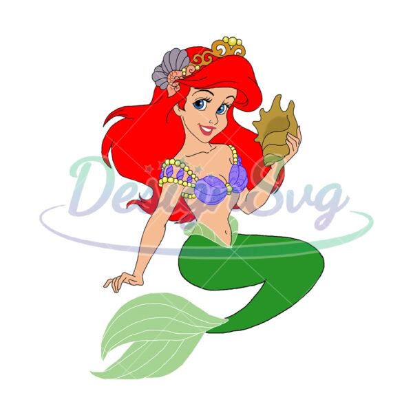 the-little-mermaid-princess-ariel-holding-conch-png