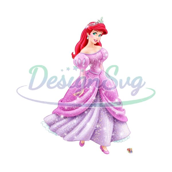 little-princess-ariel-in-pink-glitter-dress-png