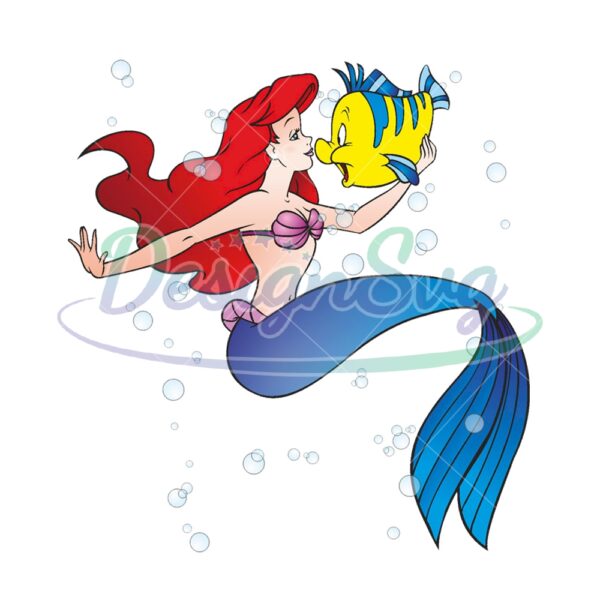 disney-princess-ariel-flounder-fish-water-bubble-png