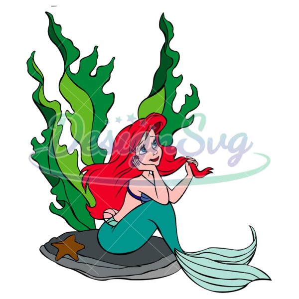 little-mermaid-ariel-sitting-under-the-sea-png-clipart