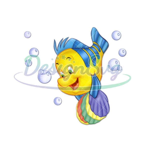 little-mermaid-flounder-fish-holding-sea-shells-png