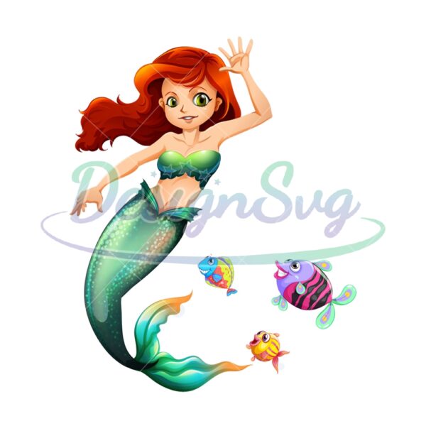 cute-chibi-little-mermaid-ariel-and-fishes-png