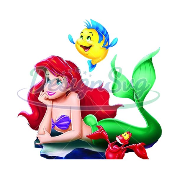 little-princess-ariel-flounder-sebastian-disney-friends-png