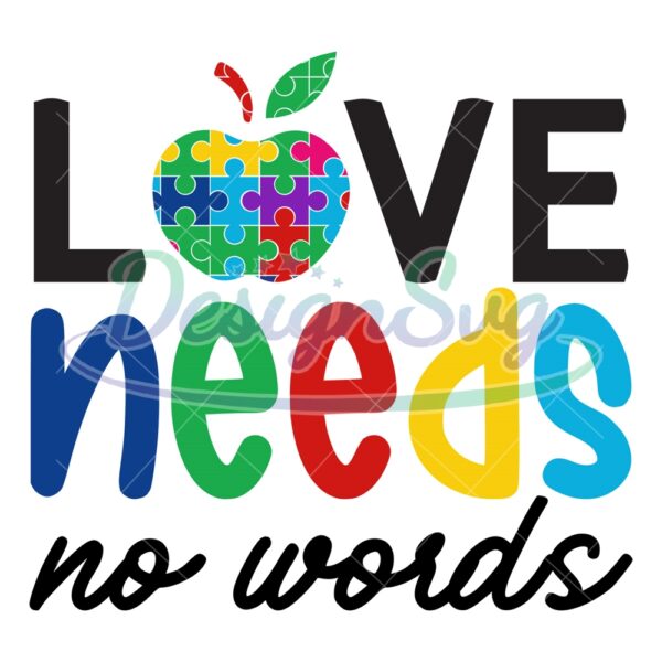 love-need-no-words-autism-apple-puzzle-svg