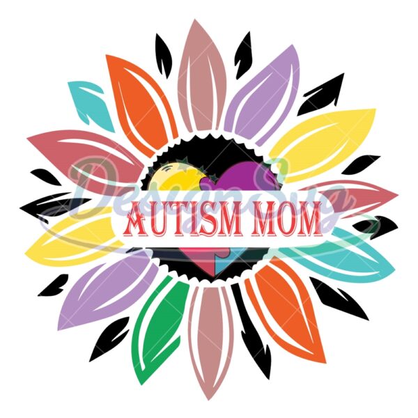 autism-mom-colorful-sunflower-puzzle-svg
