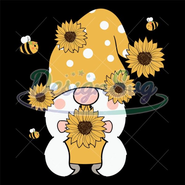 gnome-bee-sunflower-day-doodle-svg