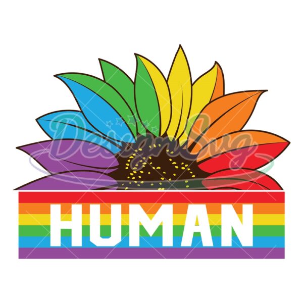 human-lgbt-rainbow-pride-sunflower-svg