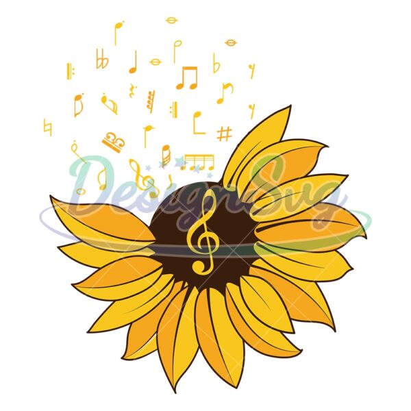 sunflower-with-music-instrumental-clipart-svg
