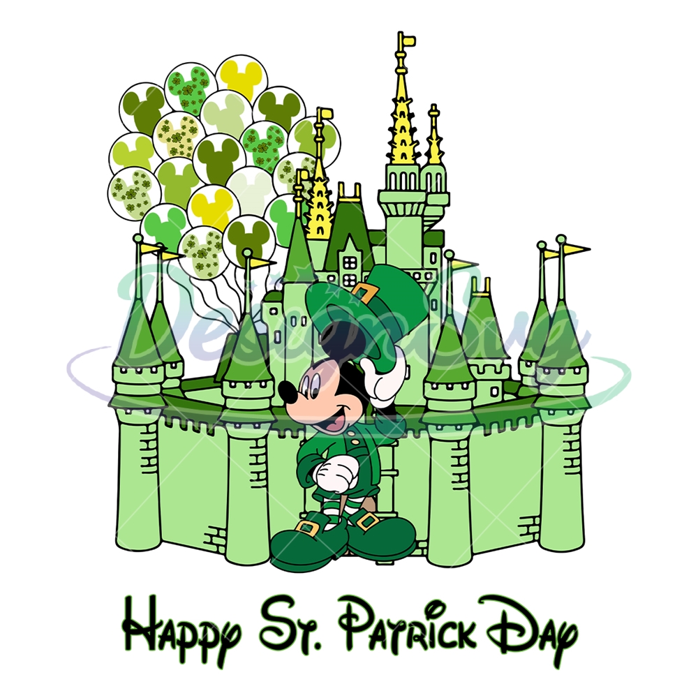 Happy St Patrick Day Leprechaun Mickey Mouse Kingdom PNG - DesignSVG