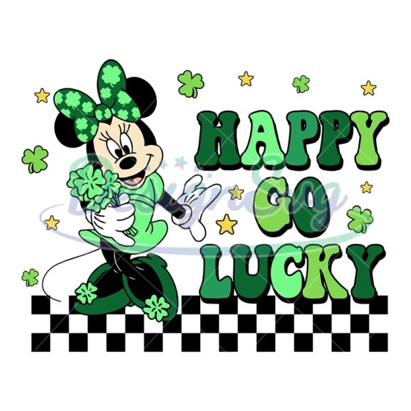 happy-go-lucky-green-clover-minnie-checkered-svg