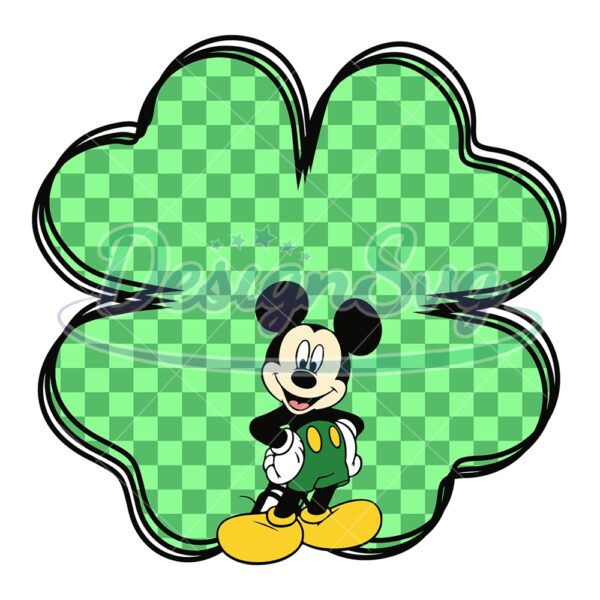 green-plaid-four-leaf-clover-mickey-mouse-svg