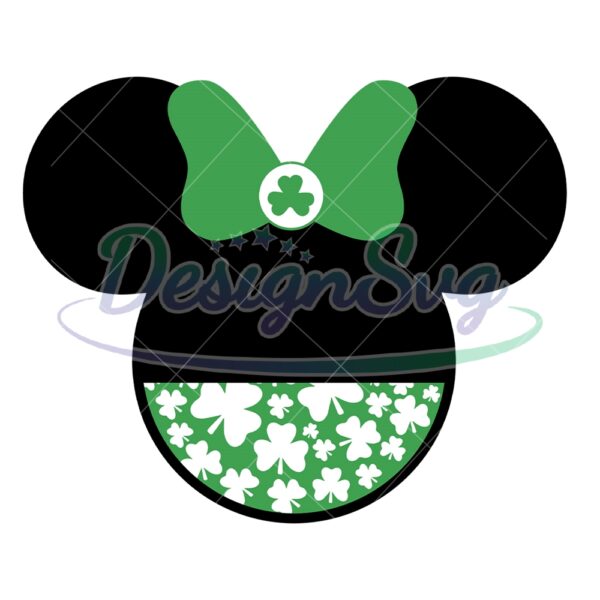 minnie-mouse-head-green-clover-silhouette-svg