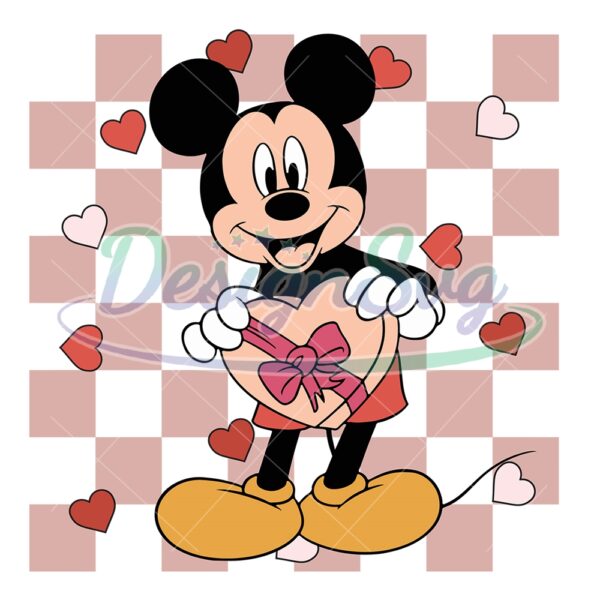 checkered-mickey-valentine-love-gift-png