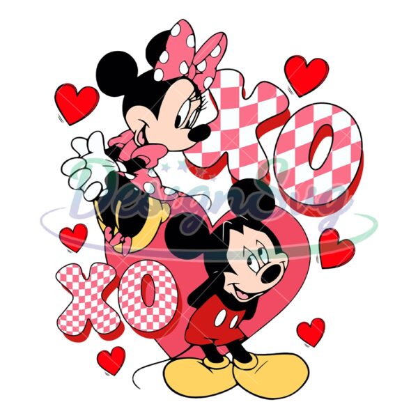 mickey-minnie-couple-xoxo-heart-plaid-svg