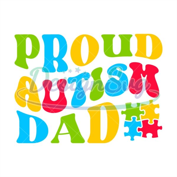 Proud Autism Dad Color Puzzle Design Png
