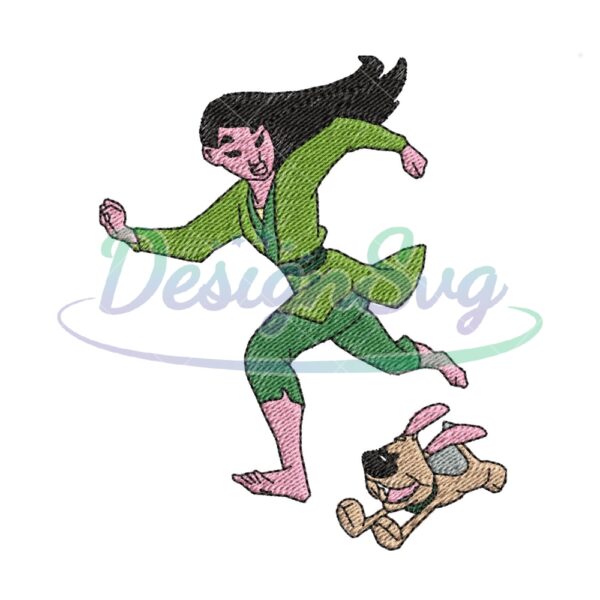 mulan-running-with-little-brother-embroidery
