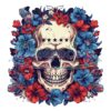 Skull With Flowers Patriotic Day Png