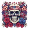 American Flag Skull With Flower Png