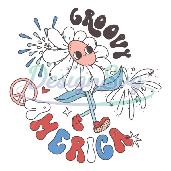 Groovy America Retro Daisy Flower SVG