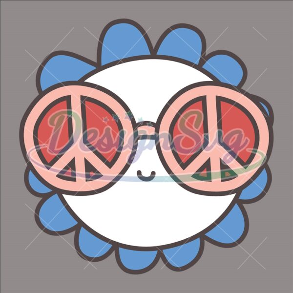 Peace Sign Glasses Sunflower Patriotic Day SVG