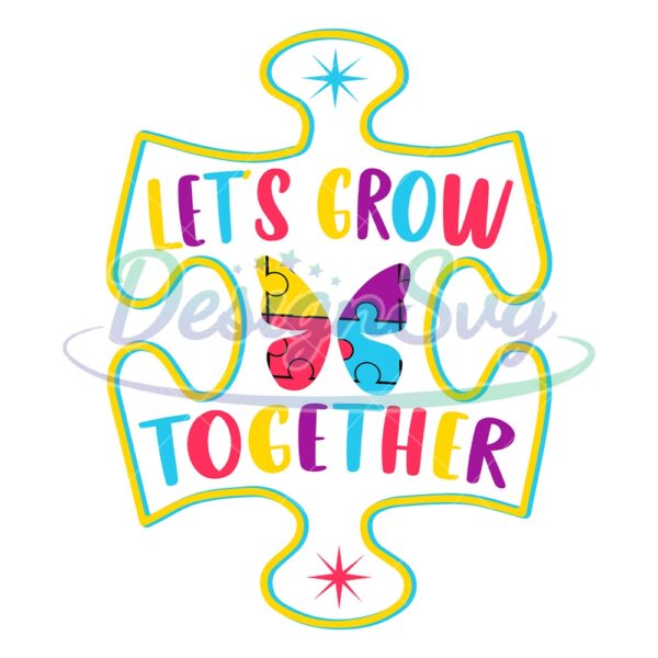 let-grow-together-autism-butterfly-puzzle-svg