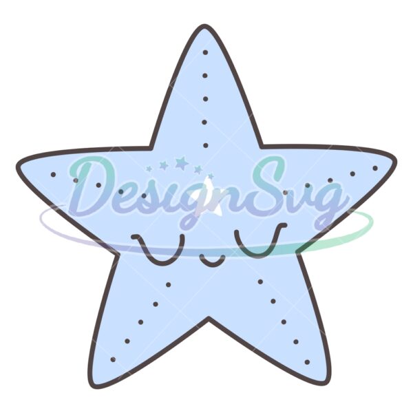 Cartoon Blue Starfish Patriotic Day SVG