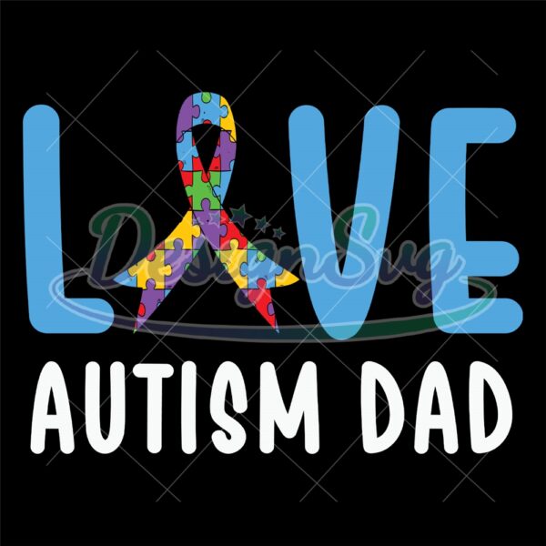 love-autism-dad-blue-ribbon-puzzle-svg