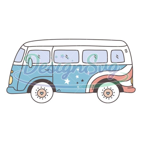 Hippie Van Bus Patriotic Day SVG