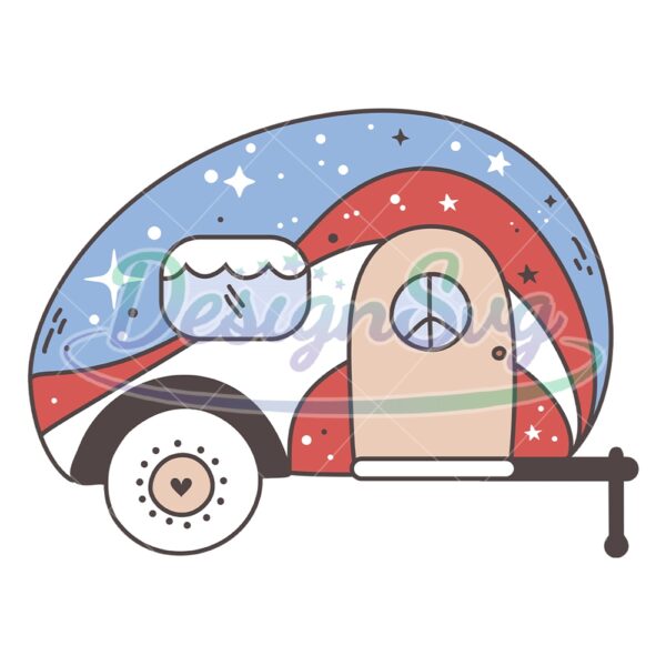 Caravan Camper Patriotic Day SVG