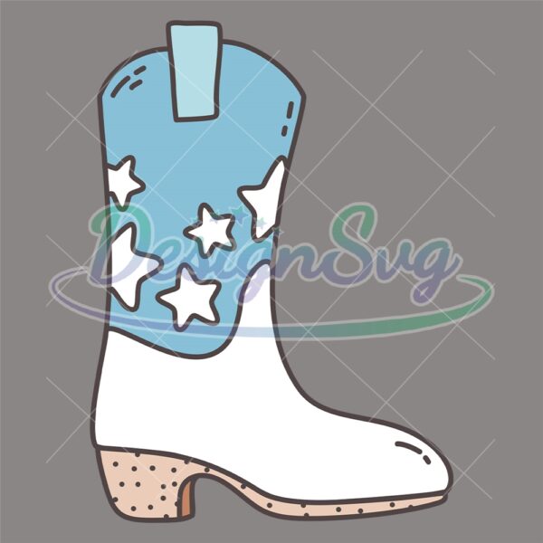 Patriotic Cowboy Blue White Boots SVG