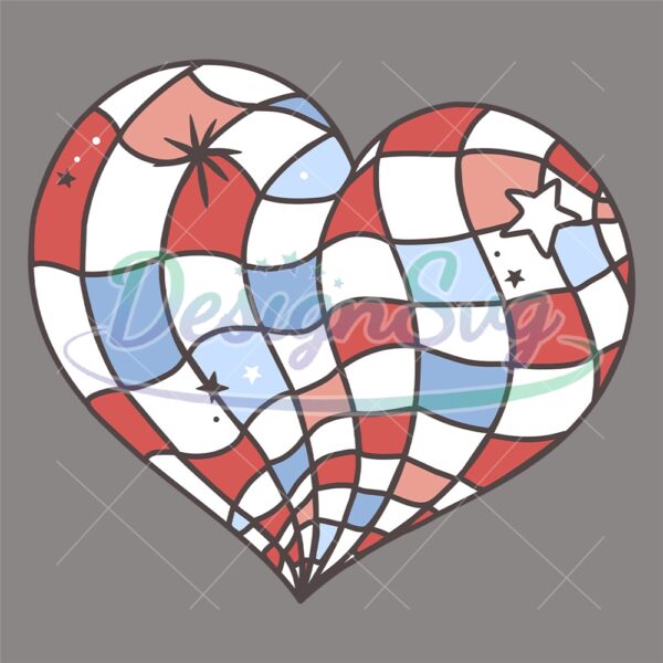Patriotic Heart Shape Disco Ball SVG