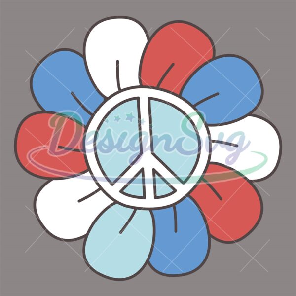 Patriotic Peace Sign Flower 4th Of July SVG