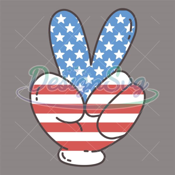 Patriotic Flag Peace Hand 4th Of July Day SVG