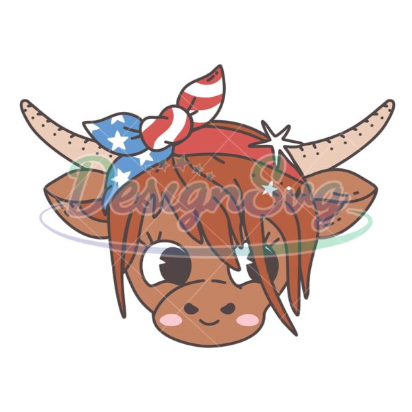 American Cute Cow Head Patriotic Day SVG