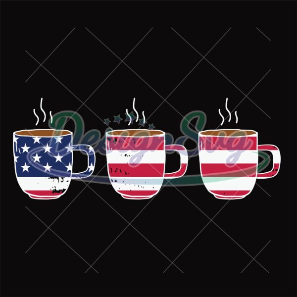 Patriotic Flag Coffee Cups Sublimation Png