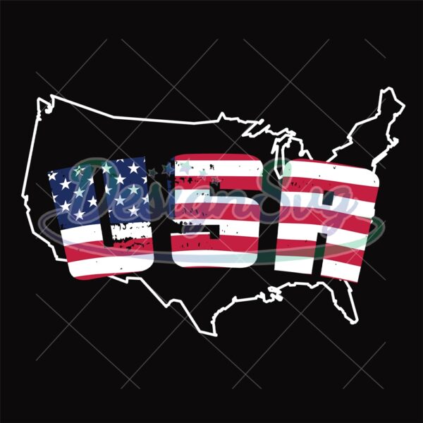 American Flag USA Map SVG