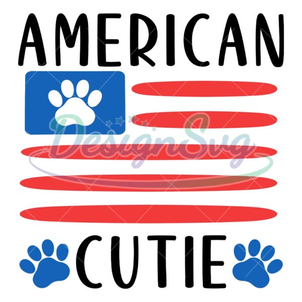American Cutie Dog Paw Flag SVG