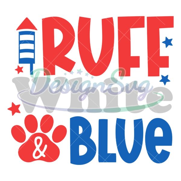 Red Ruff White And Blue Dog Paw SVG