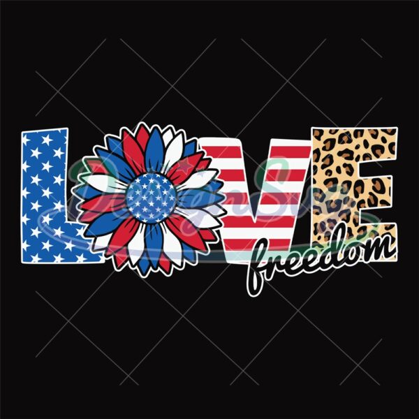 Love Freedom Sunflower Star Flag SVG