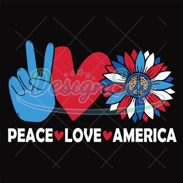 Peace Love America Patriotic Sunflower SVG