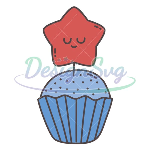 Red Blue Cupcake 4th Of July Patriotic SVG