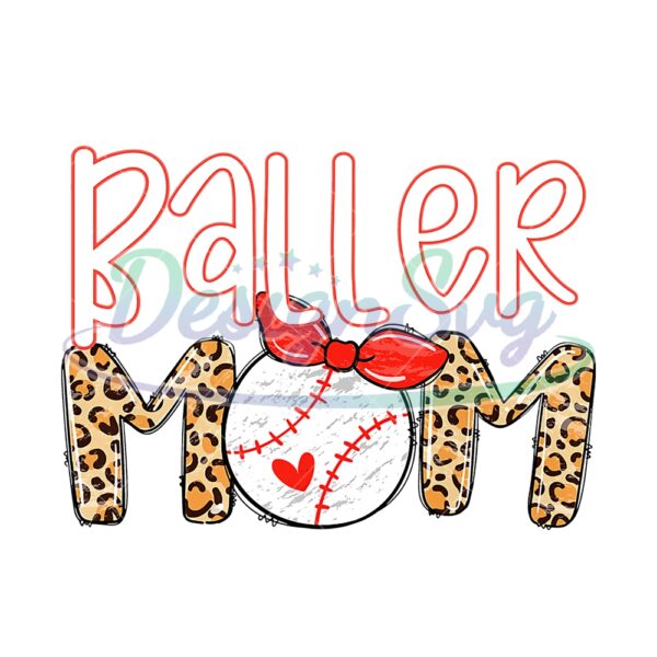 Baller Mom Red Bow Tie Softball Sport PNG
