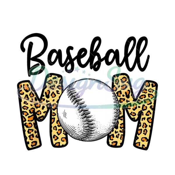 Baseball Mom Yellow Leopard Softball PNG