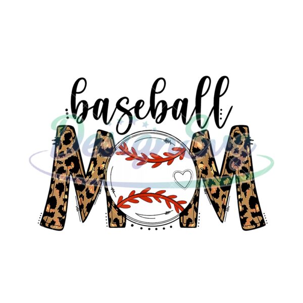 Baseball Mom Leopard Love Heart Softball PNG