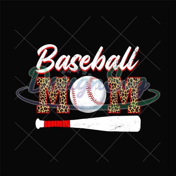 Baseball Mom Leopard Softball Bat Clipart PNG