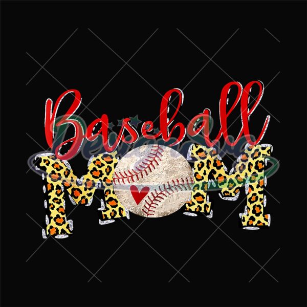 Baseball Mom Love Red Leopard Softball PNG