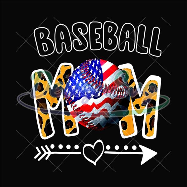 Baseball Mom US Flag Softball Sport Leopard PNG